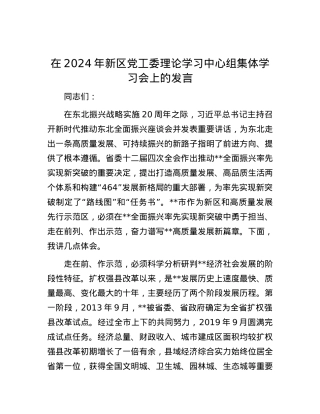 在2024年新区党工委理论学习中心组集体学习会上的发言.docx