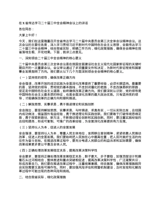 在X省传达学习二十届三中全会精神会议上的讲话.docx