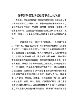 在干部队伍建设经验分享会上的发言.docx