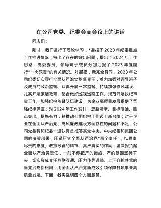 在公司党委、纪委会商会议上的讲话.docx