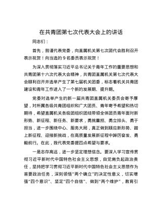 在共青团第七次代表大会上的讲话.docx