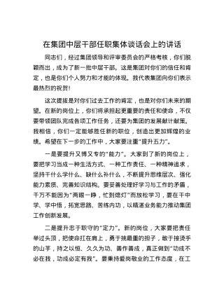 在集团中层干部任职集体谈话会上的讲话.docx