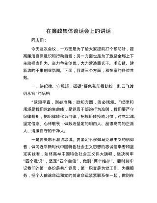 在廉政集体谈话会上的讲话.docx