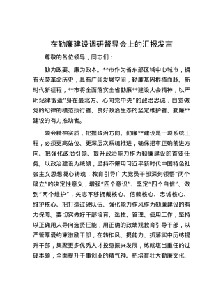在勤廉建设调研督导会上的汇报发言.docx