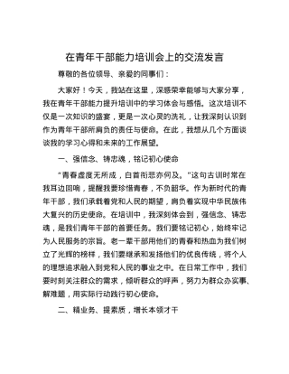 在青年干部能力培训会上的交流发言.docx