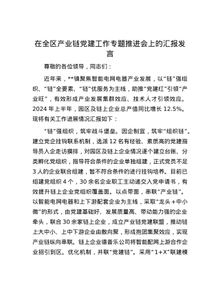 在全区产业链党建工作专题推进会上的汇报发言.docx
