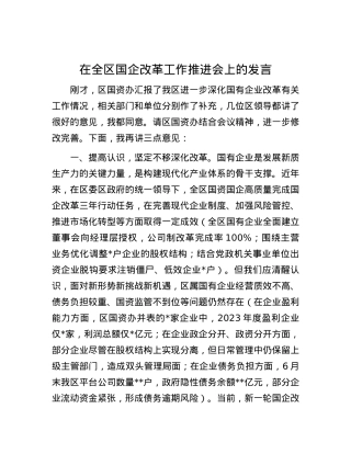 在全区国企改革工作推进会上的发言.docx