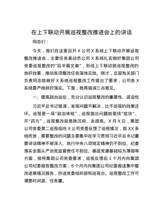 在上下联动开展巡视整改推进会上的讲话.docx