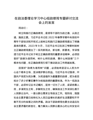 在政法委理论学习中心组政绩观专题研讨交流会上的发言.docx