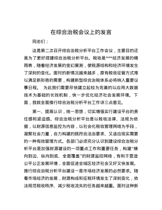 在综合治税会议上的发言.docx