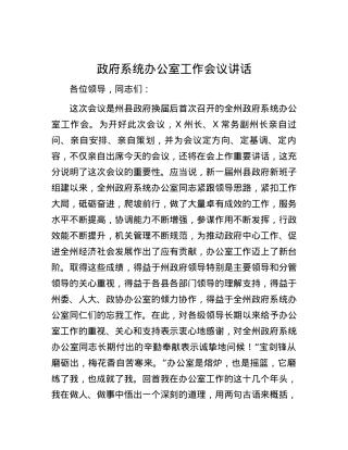 政府系统办公室工作会议讲话.docx