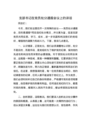 支部书记在党员处分通报会议上的讲话.docx