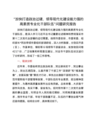 “加快打造政治过硬、领导现代化建设能力强的高素质专业化干部队伍”问题研究报告.docx