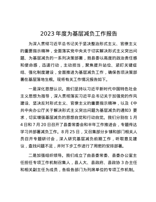 2023年度为基层减负工作报告.docx