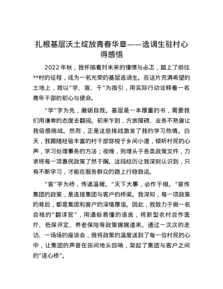 扎根基层沃土 绽放青春华章——选调生驻村心得感悟.docx