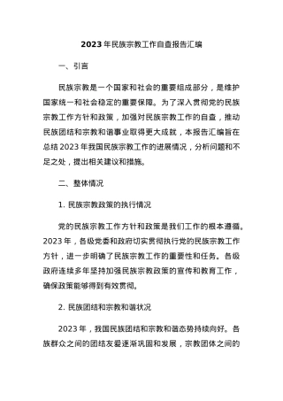 2023年民族宗教工作自查报告汇编.docx