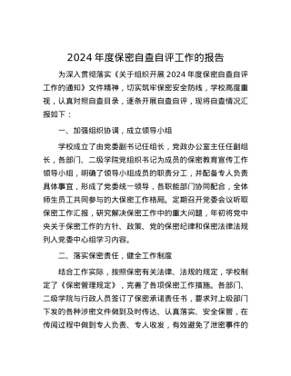 2024年度保密自查自评工作的报告.docx