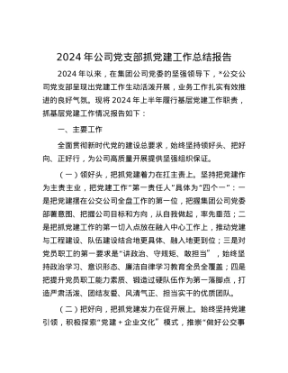 2024年公司党支部抓党建工作总结报告.docx