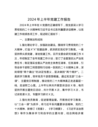 2024年上半年党建工作报告.docx