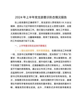 2024年上半年党支部意识形态情况报告.docx