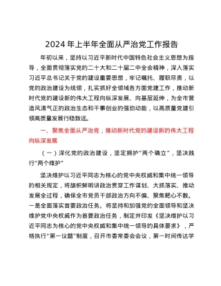 2024年上半年全面从严治党工作报告.docx