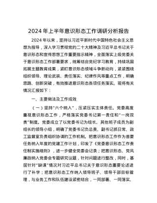2024年上半年意识形态工作调研分析报告.docx