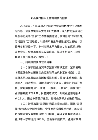 X县乡村振兴工作开展情况报告.docx