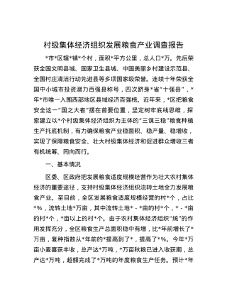 村级集体经济组织发展粮食产业调查报告.docx