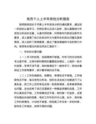 党员个人上半年党性分析报告.docx