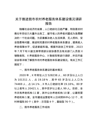 关于推进我市农村养老服务体系建设情况调研报告.docx