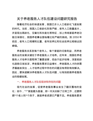 关于养老服务人才队伍建设问题研究报告.docx