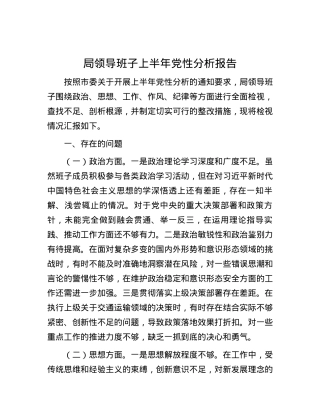 局领导班子上半年党性分析报告.docx