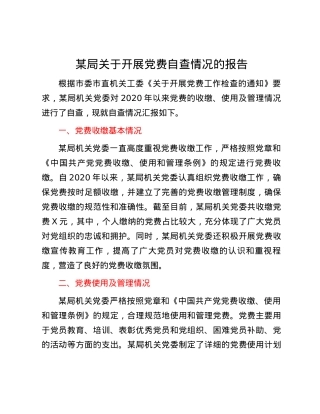 某局关于开展党费自查情况的报告.docx