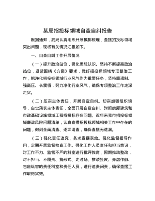 某局招投标领域自查自纠报告.docx