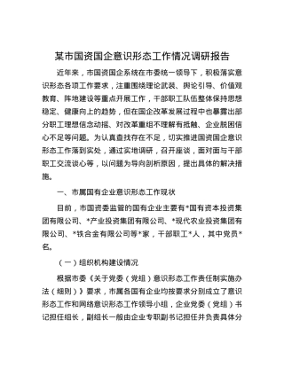 某市国资国企意识形态工作情况调研报告.docx