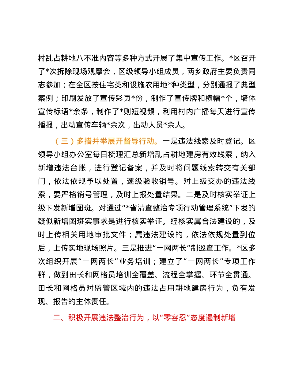 区农村乱占耕地建房专项整治行动工作报告.docx_第2页