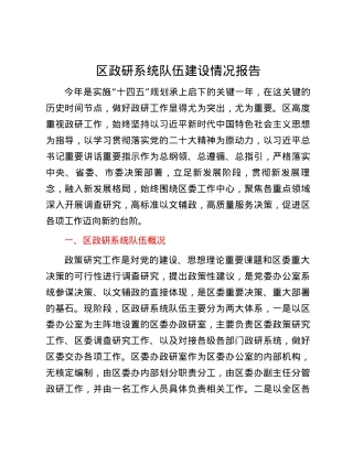 区政研系统队伍建设情况报告.docx