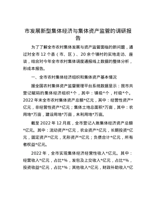 市发展新型集体经济与集体资产监管的调研报告.docx