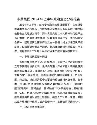 市属集团2024年上半年政治生态分析报告.docx