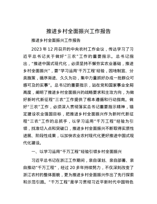 推进乡村全面振兴工作报告.docx