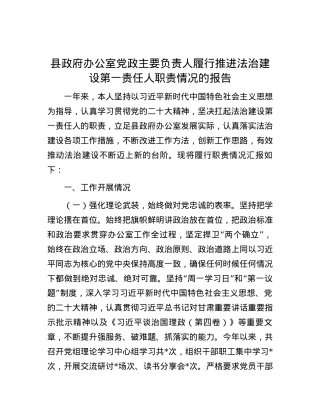 县政府办公室党政主要负责人履行推进法治建设第一责任人职责情况的报告.docx