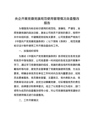 央企开展党徽党旗规范使用管理情况自查整改报告.docx