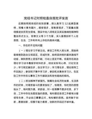党组书记对照检查自我批评发言.docx
