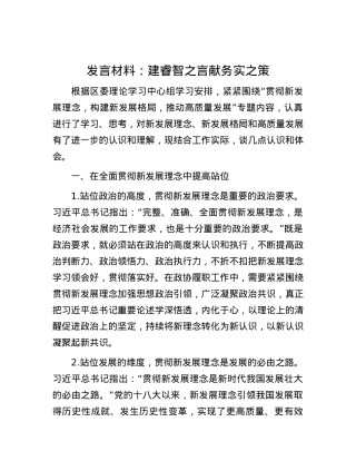 发言材料：建睿智之言 献务实之策.docx
