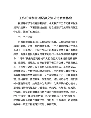 工作纪律和生活纪律交流研讨发言体会.docx
