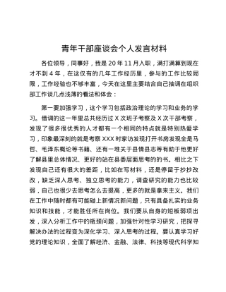 青年干部座谈会个人发言材料.docx