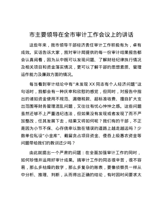 市主要领导在全市审计工作会议上的讲话.docx
