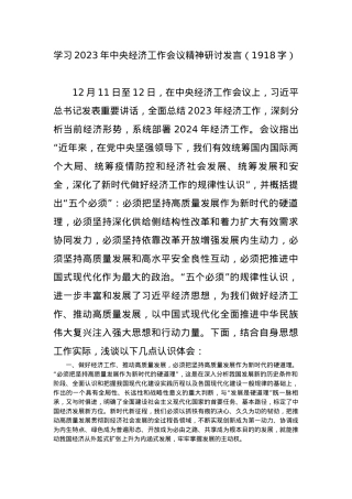 学习2023年中央经济工作会议精神研讨发言.docx