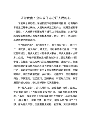 研讨发言：立牢公仆志 守好人民的心.docx