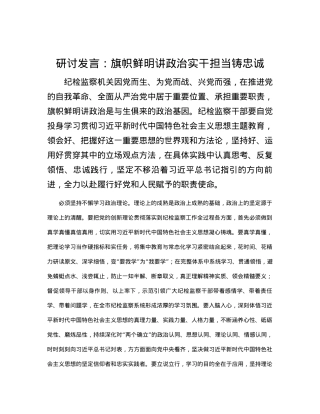 研讨发言：旗帜鲜明讲政治 实干担当铸忠诚.docx
